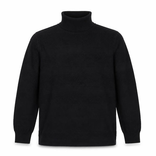 Kronstadt Men's Black L 1/4 Zip Pullover Textured Cotton Jumper