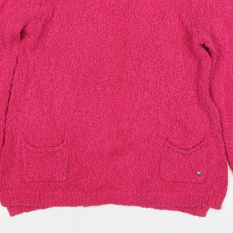 White Stuff Women Pink Size 12 Chunky Knit Pocket Pullover Jumper