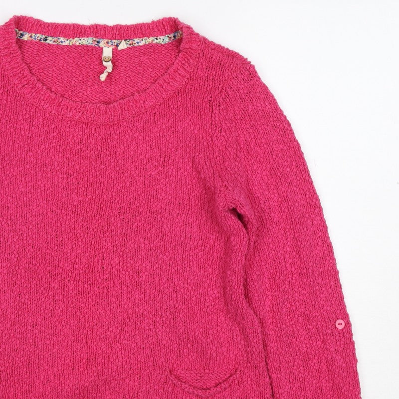 White Stuff Women Pink Size 12 Chunky Knit Pocket Pullover Jumper