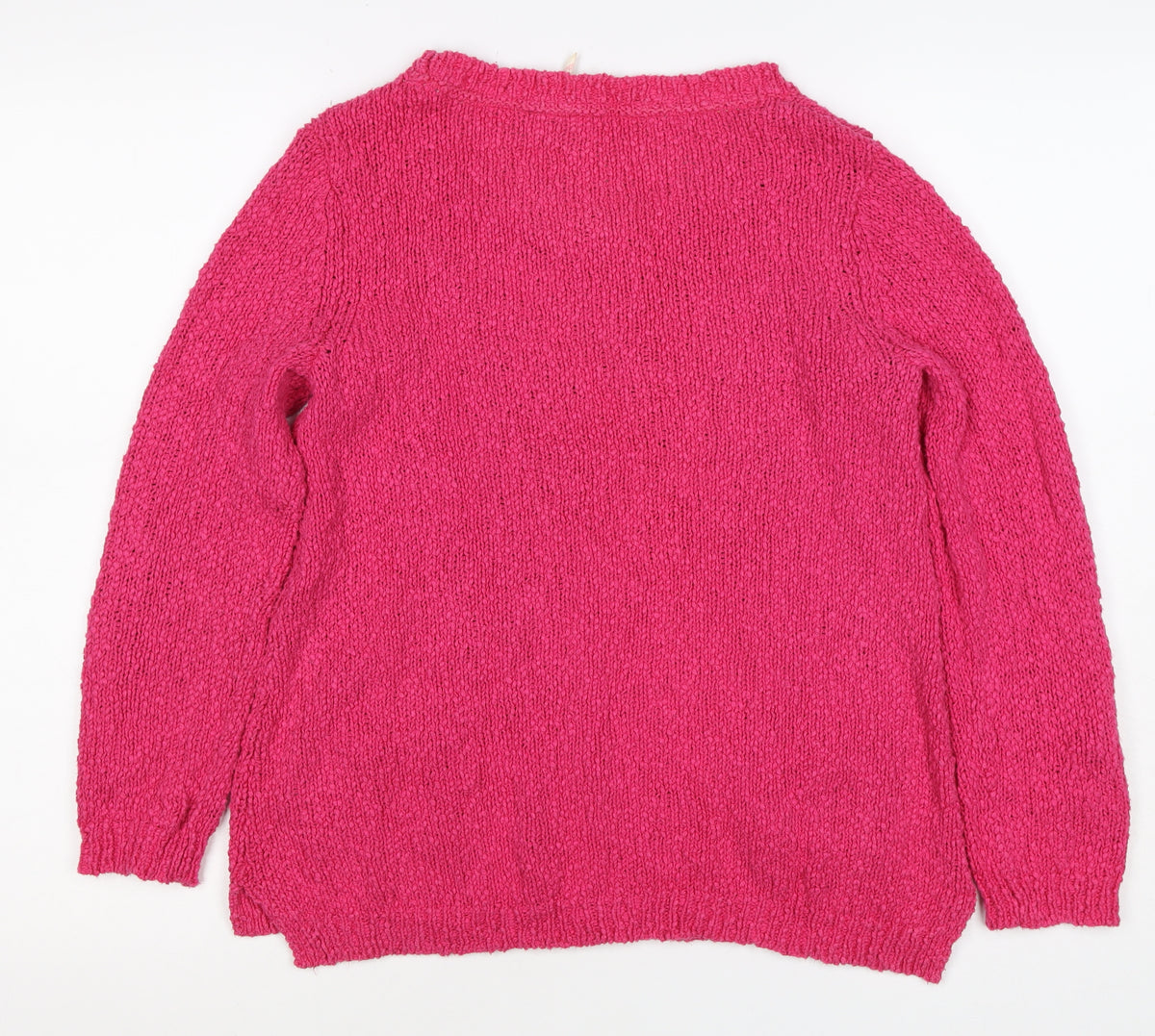 White Stuff Women Pink Size 12 Chunky Knit Pocket Pullover Jumper