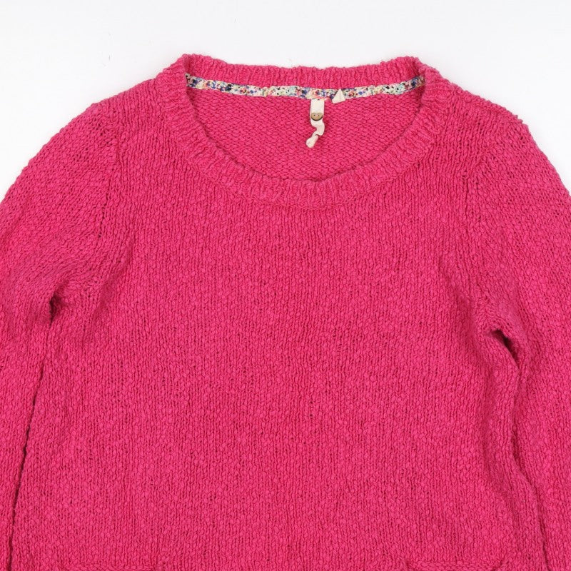 White Stuff Women Pink Size 12 Chunky Knit Pocket Pullover Jumper