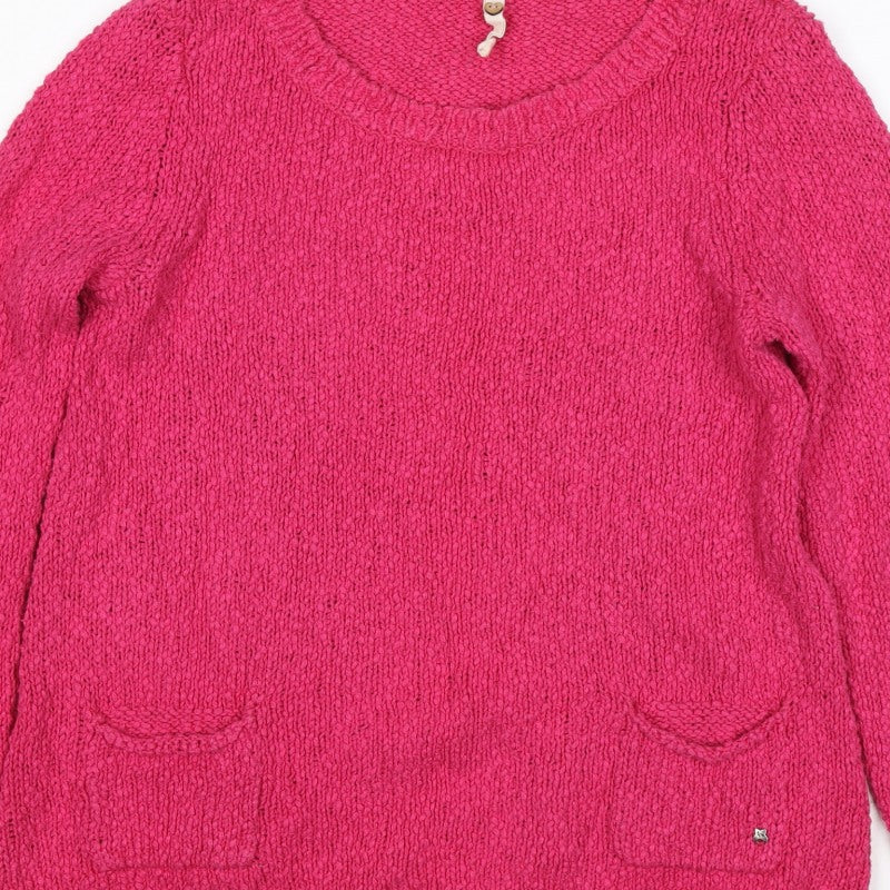 White Stuff Women Pink Size 12 Chunky Knit Pocket Pullover Jumper