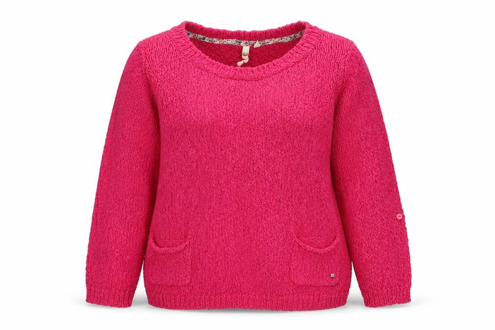 White Stuff Women Pink Size 12 Chunky Knit Pocket Pullover Jumper