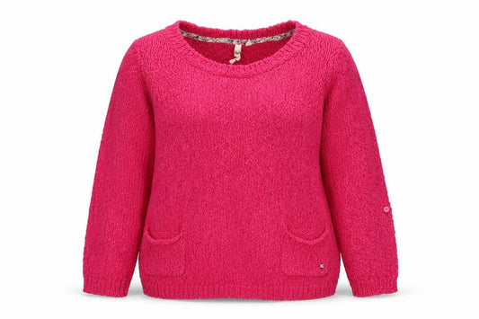 White Stuff Women Pink Size 12 Chunky Knit Pocket Pullover Jumper