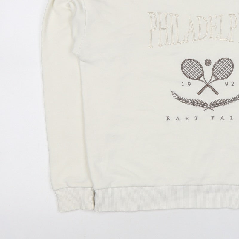 Stradivarius Women Ivory S Pullover Sweatshirt Philadelphia Tennis