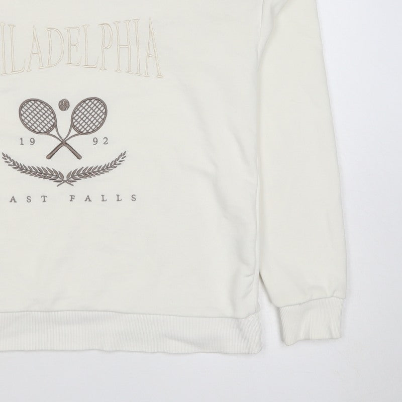 Stradivarius Women Ivory S Pullover Sweatshirt Philadelphia Tennis