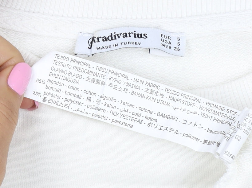 Stradivarius Women Ivory S Pullover Sweatshirt Philadelphia Tennis