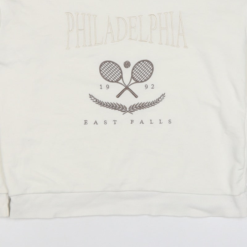 Stradivarius Women Ivory S Pullover Sweatshirt Philadelphia Tennis