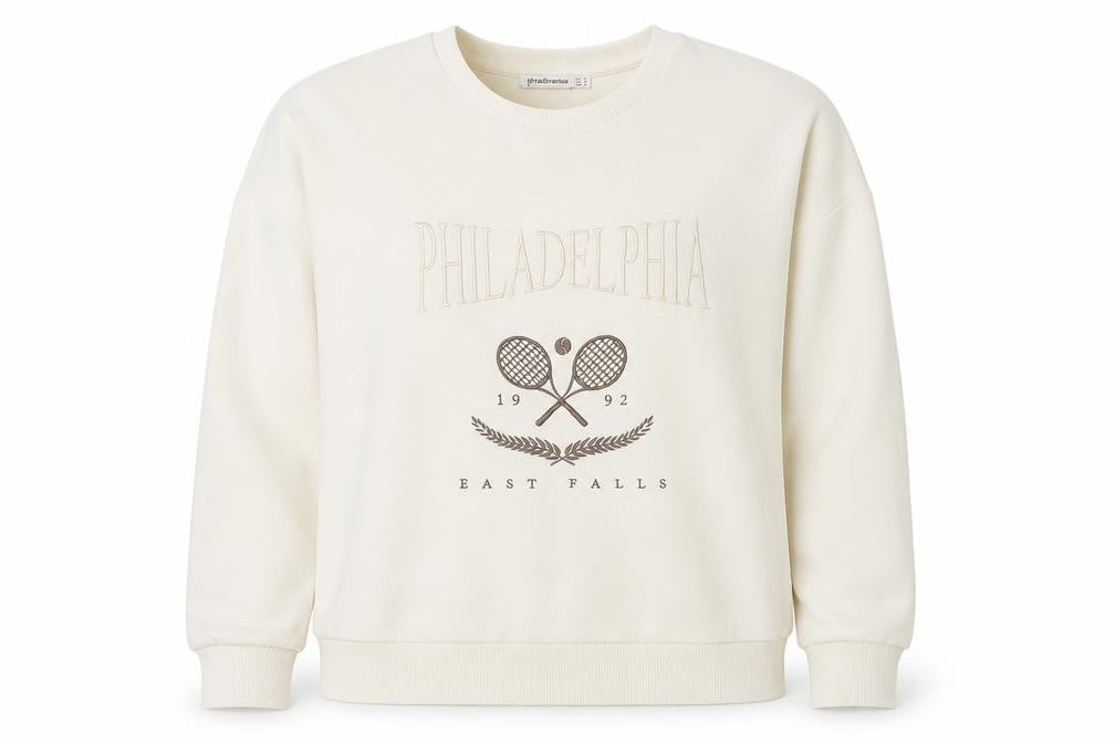 Stradivarius Women Ivory S Pullover Sweatshirt Philadelphia Tennis