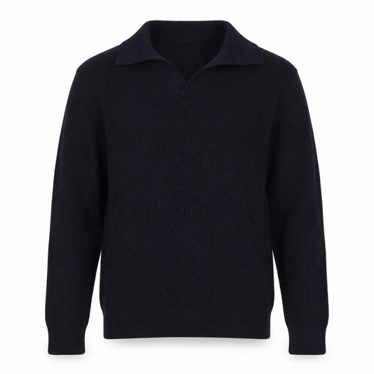 Marks and Spencer Men's Blue M Collared Cotton Wool Rib Knit Jumper
