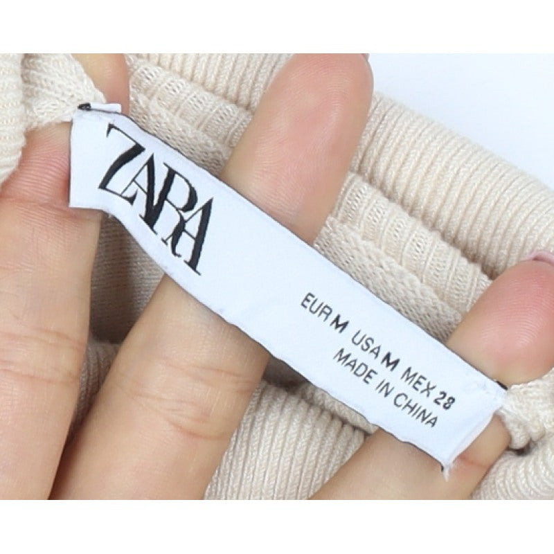 Zara Women Ivory Roll Neck Button Cuff Knit Jumper Size M