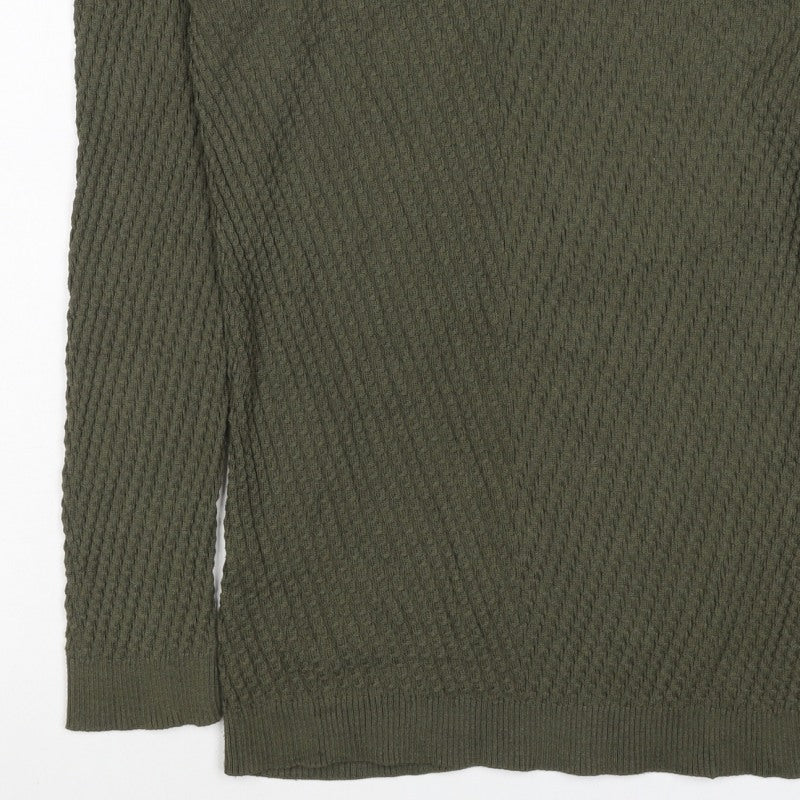 Slo Couture Men’s Green XL Roll Neck Textured Knit Pullover Jumper