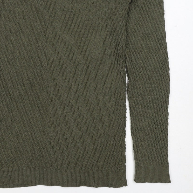 Slo Couture Men’s Green XL Roll Neck Textured Knit Pullover Jumper
