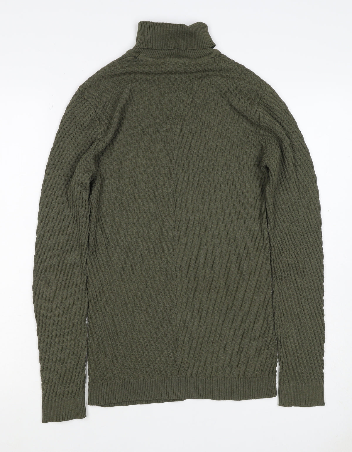 Slo Couture Men’s Green XL Roll Neck Textured Knit Pullover Jumper