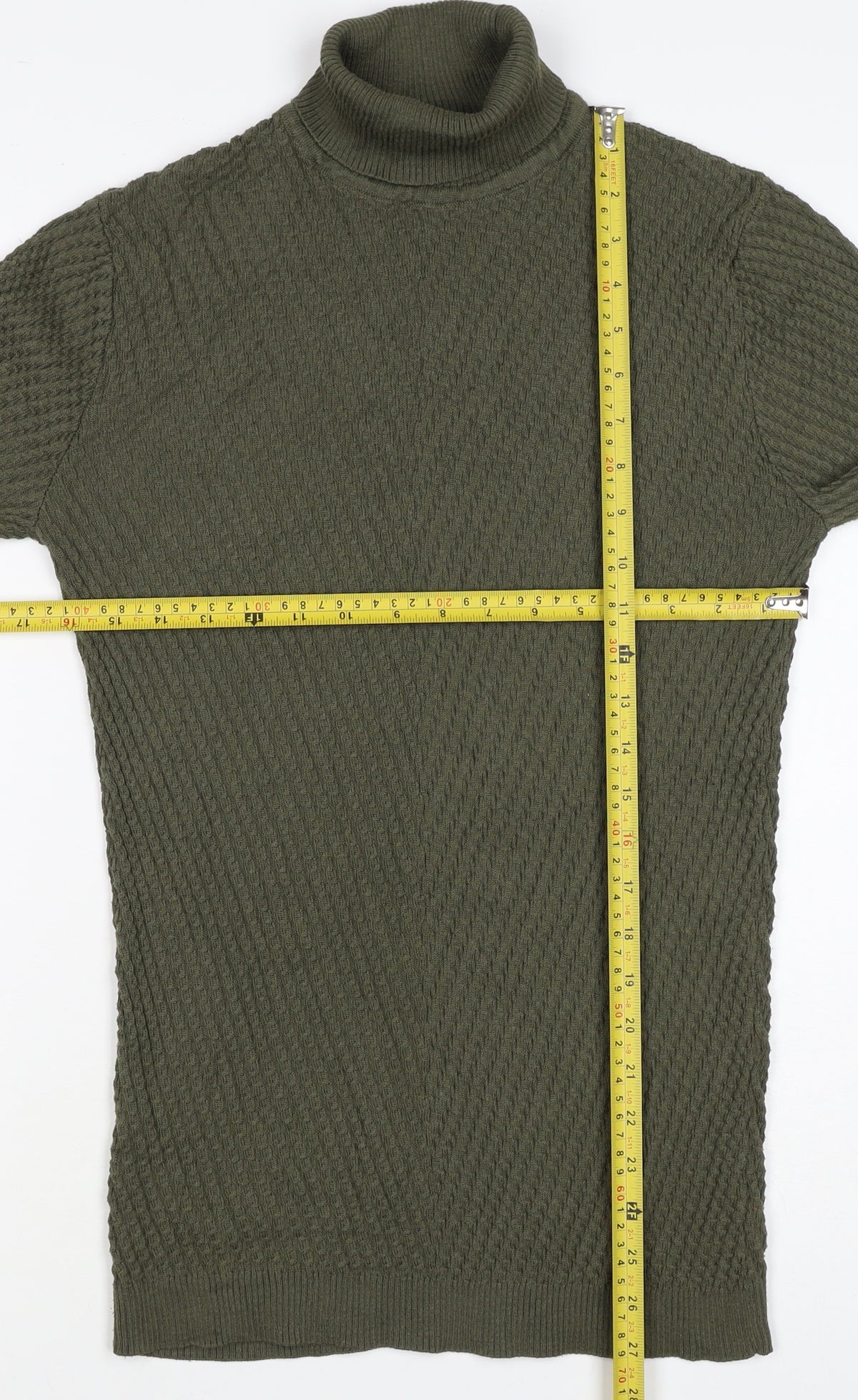 Slo Couture Men’s Green XL Roll Neck Textured Knit Pullover Jumper