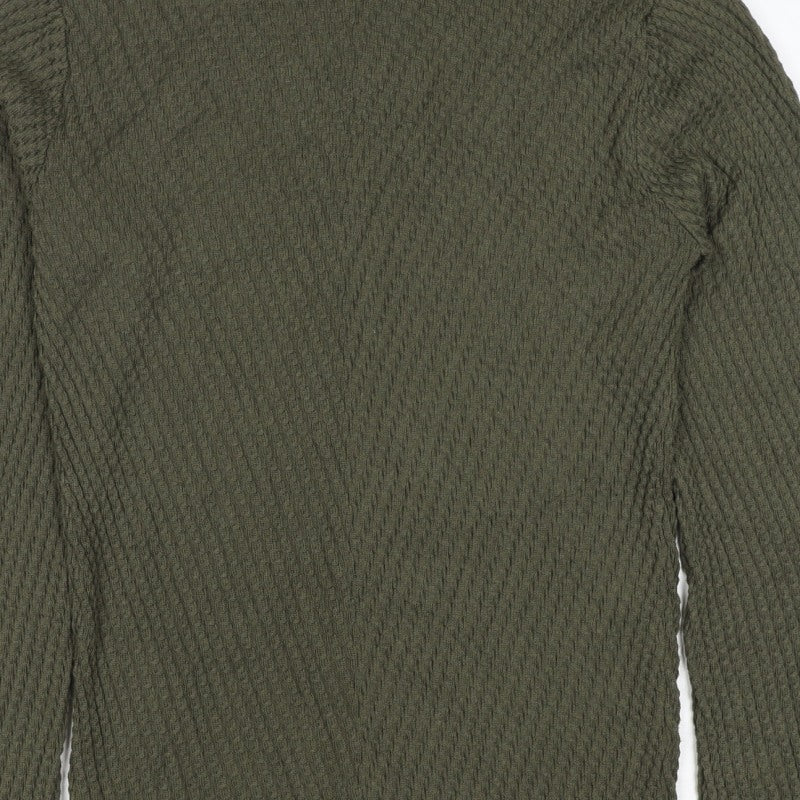 Slo Couture Men’s Green XL Roll Neck Textured Knit Pullover Jumper