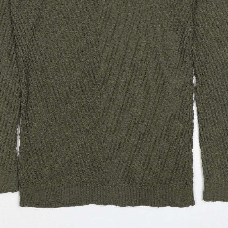 Slo Couture Men’s Green XL Roll Neck Textured Knit Pullover Jumper