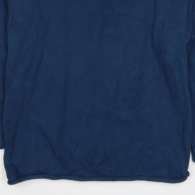 Zara Women Blue M Cotton Crew Neck Long Sleeve Knit Pullover Jumper
