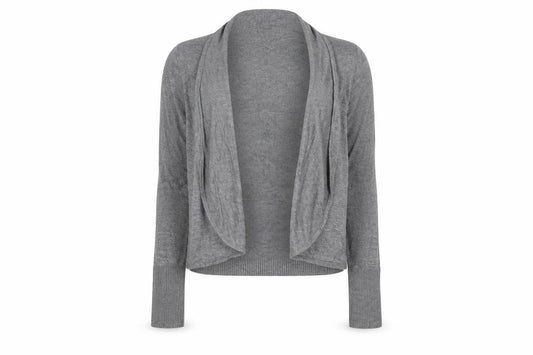InWear Women Grey XS Open Knit Cowl Neck Cardigan Long Sleeve