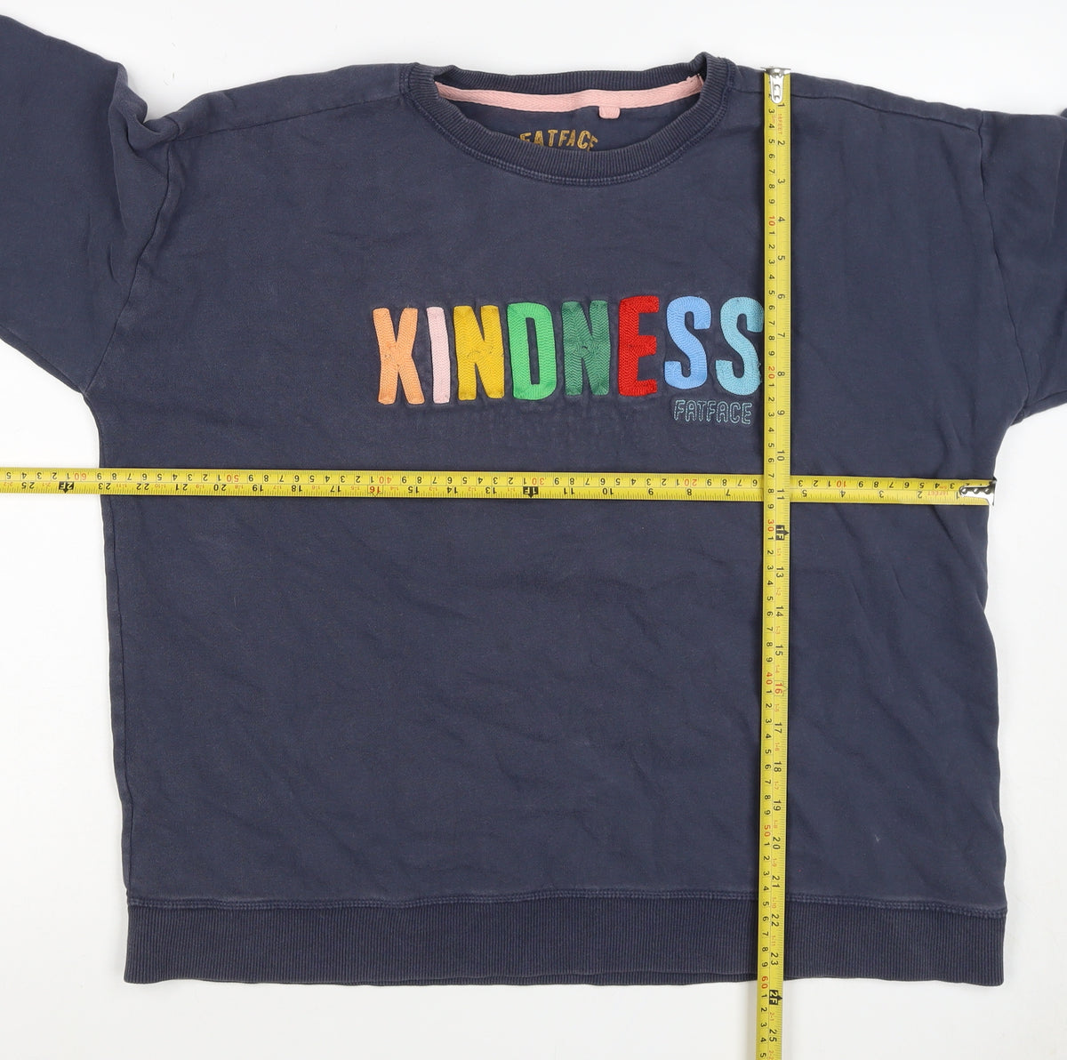 FatFace Women’s Navy UK 16 Pullover Sweatshirt Kindness Embroidered