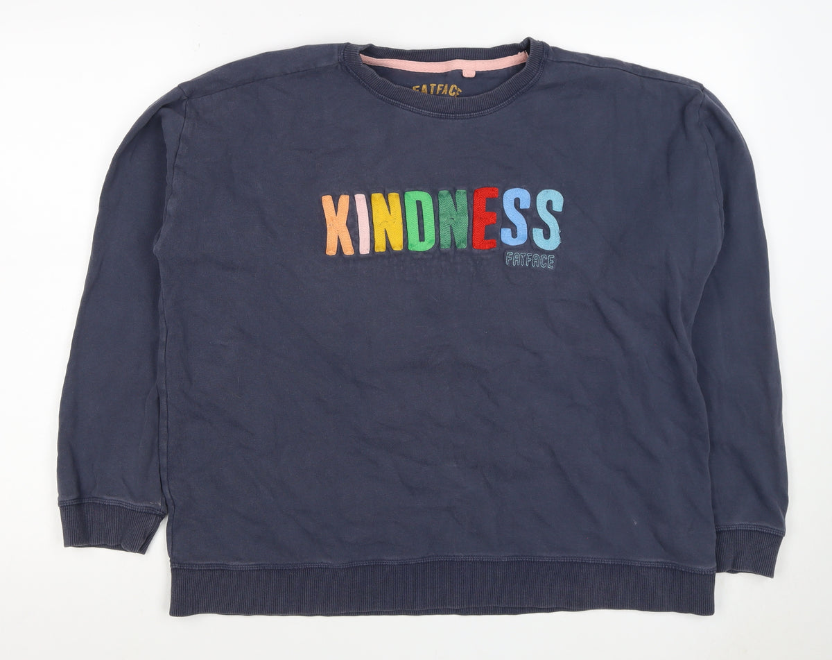 FatFace Women’s Navy UK 16 Pullover Sweatshirt Kindness Embroidered