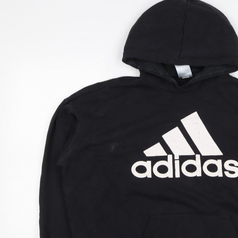 Adidas Women’s Black M Pullover Logo Hoodie Cotton Blend