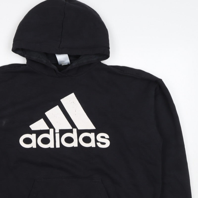 Adidas Women’s Black M Pullover Logo Hoodie Cotton Blend