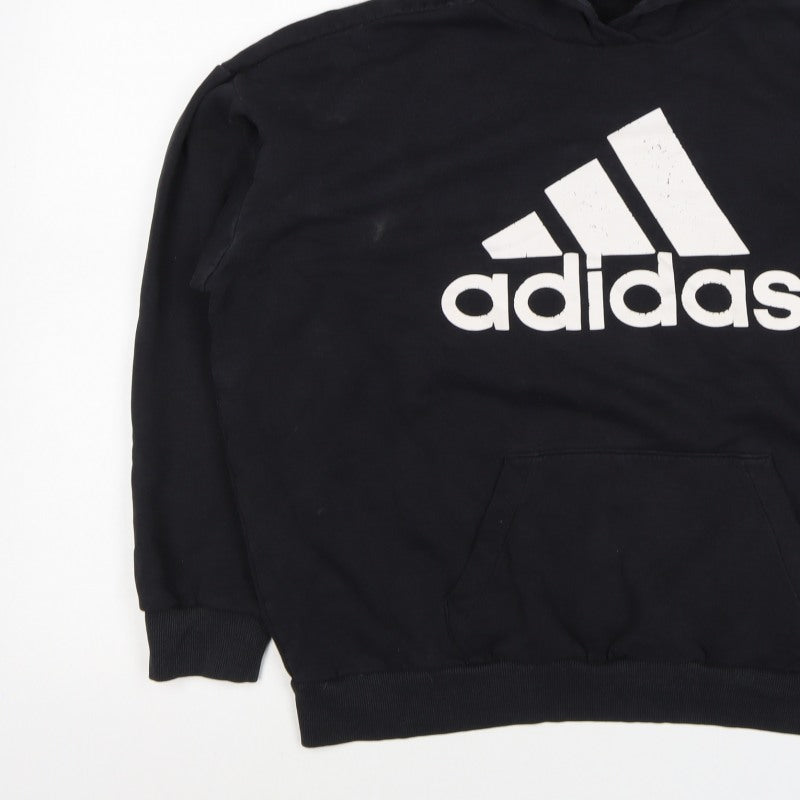 Adidas Women’s Black M Pullover Logo Hoodie Cotton Blend