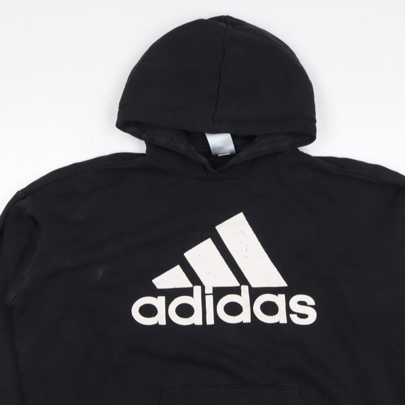 Adidas Women’s Black M Pullover Logo Hoodie Cotton Blend