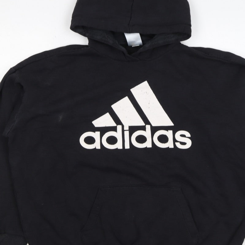 Adidas Women’s Black M Pullover Logo Hoodie Cotton Blend