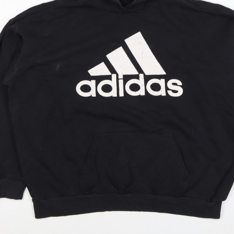 Adidas Women’s Black M Pullover Logo Hoodie Cotton Blend