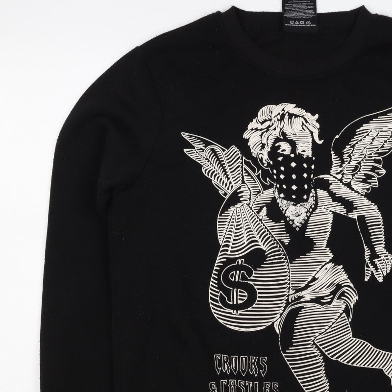 Crooks & Castles Men's Black M Pullover Graphic Logo Sweatshirt