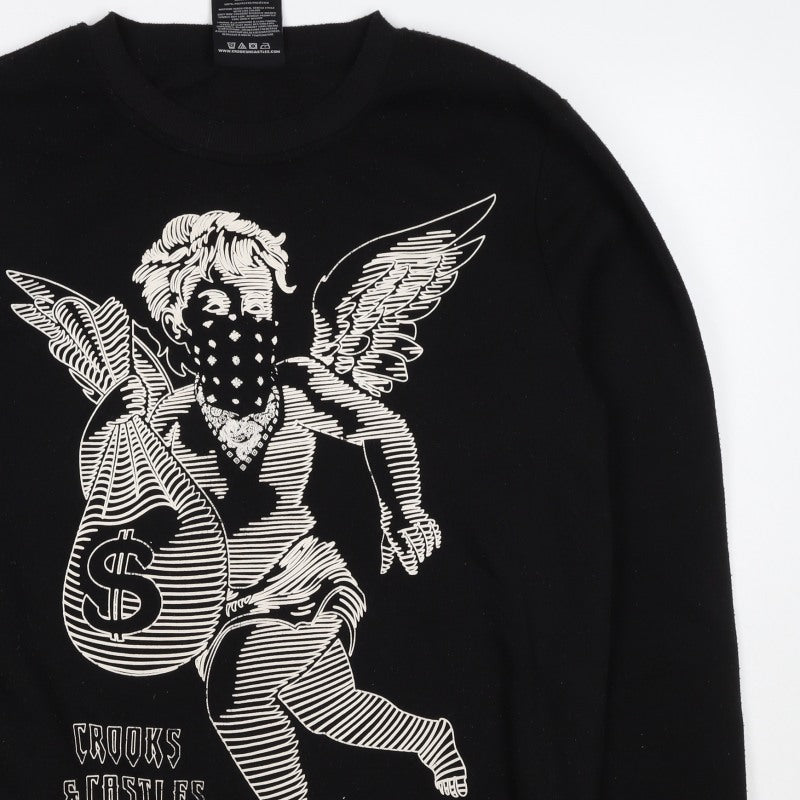 Crooks & Castles Men's Black M Pullover Graphic Logo Sweatshirt