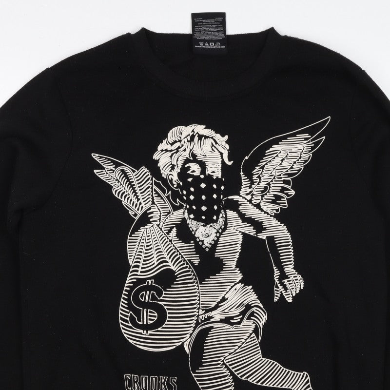 Crooks & Castles Men's Black M Pullover Graphic Logo Sweatshirt