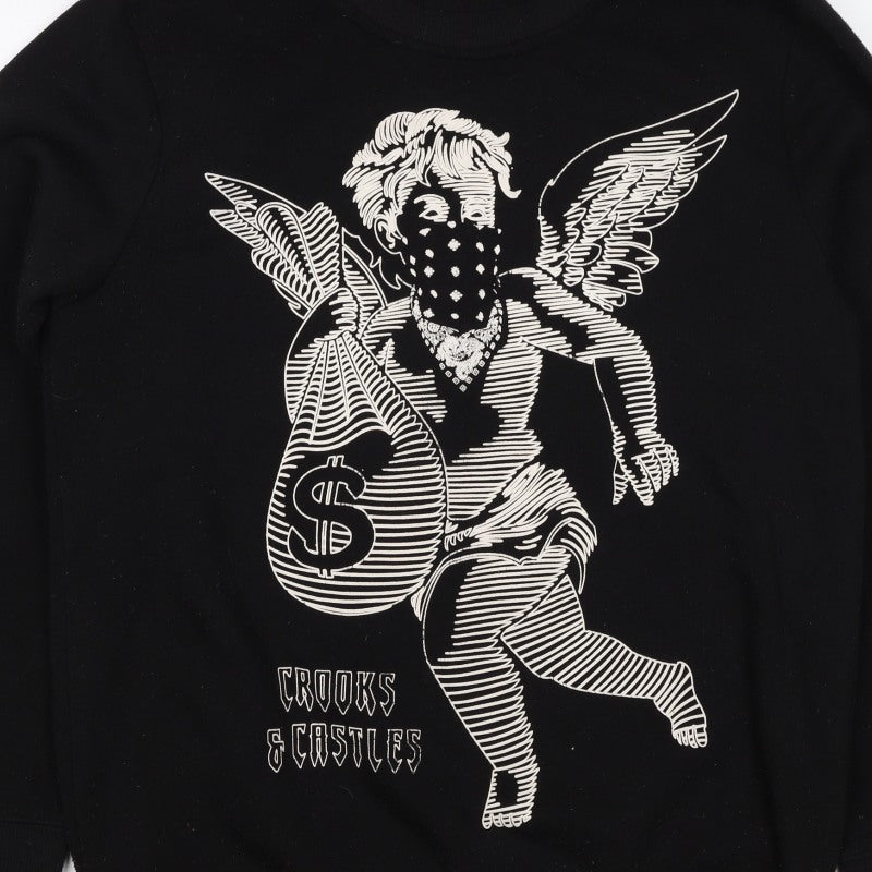 Crooks & Castles Men's Black M Pullover Graphic Logo Sweatshirt