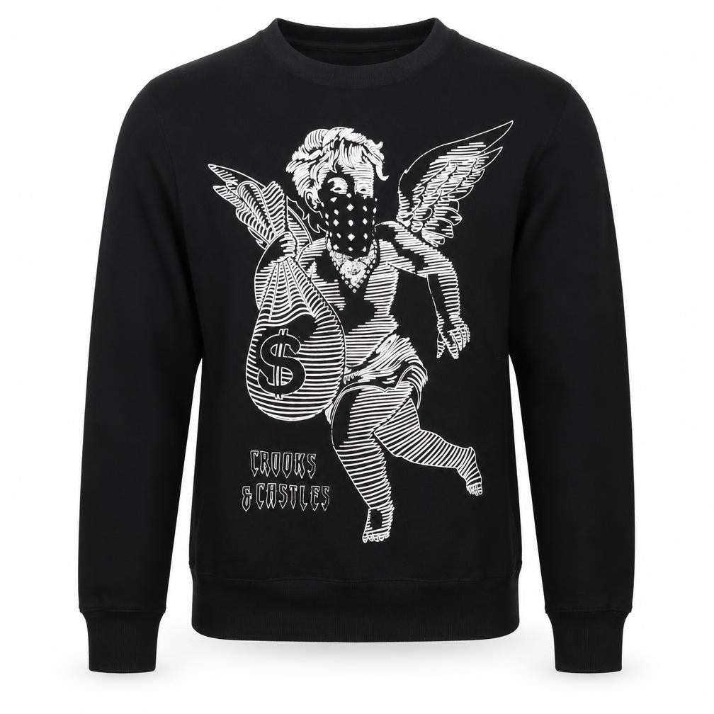 Crooks & Castles Men's Black M Pullover Graphic Logo Sweatshirt