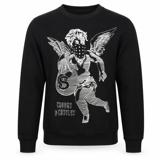 Crooks & Castles Men's Black M Pullover Graphic Logo Sweatshirt