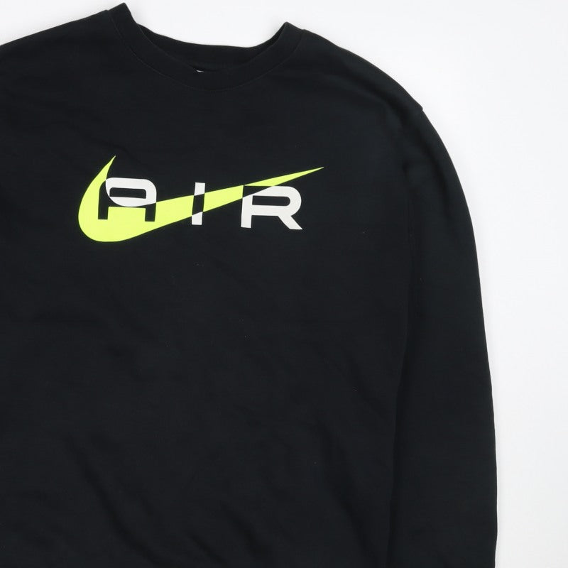 Nike Men’s Black S Air Logo Graphic Print Crew Neck Sweatshirt