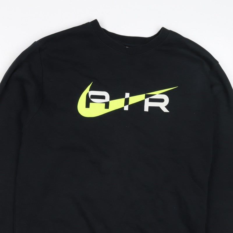 Nike Men’s Black S Air Logo Graphic Print Crew Neck Sweatshirt