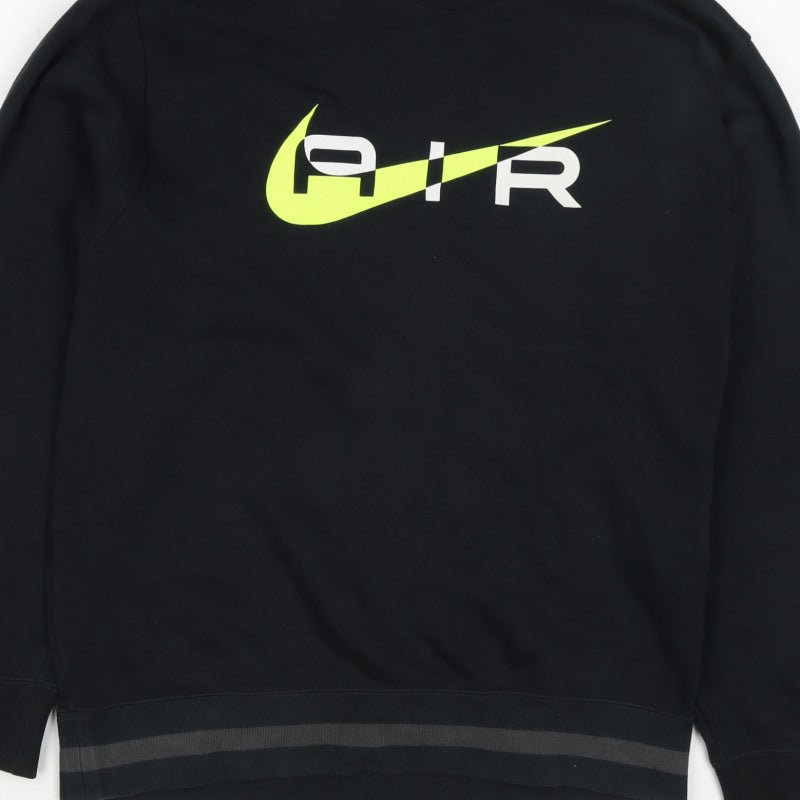 Nike Men’s Black S Air Logo Graphic Print Crew Neck Sweatshirt