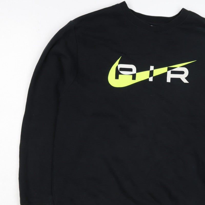 Nike Men’s Black S Air Logo Graphic Print Crew Neck Sweatshirt