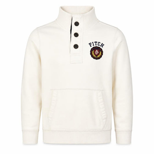 Abercrombie & Fitch Men Ivory XXL Henley Sweatshirt Logo Pocket
