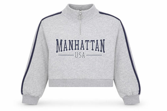 H&M Divided Women’s Grey M Manhattan USA 1/4 Zip Sweatshirt