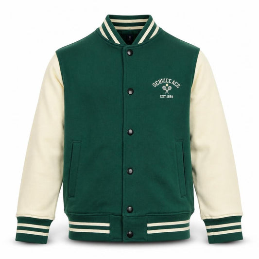 UNIQLO Boys Green 9-10 Years Varsity Jacket Tennis Snap Front