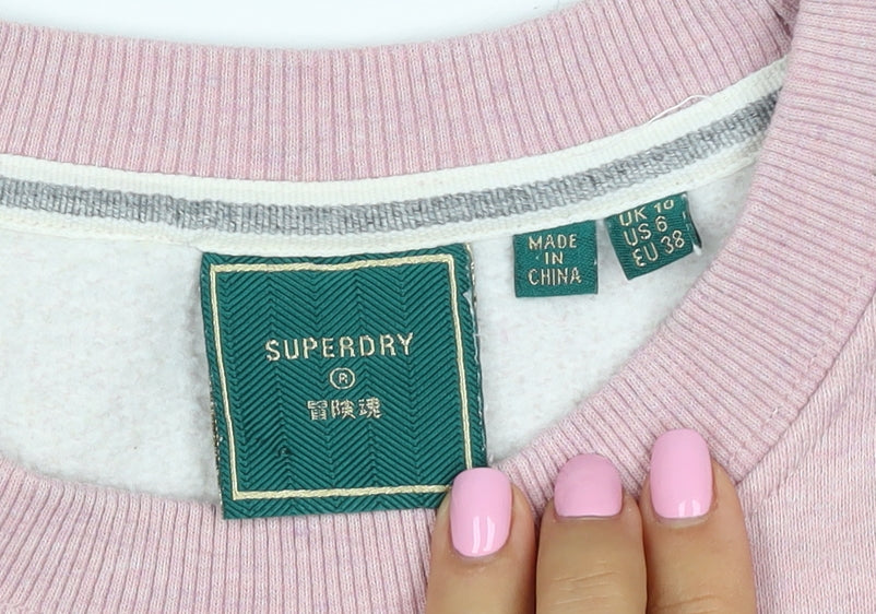 Superdry Women’s Pink UK 10 Crew Neck Pullover Sweatshirt