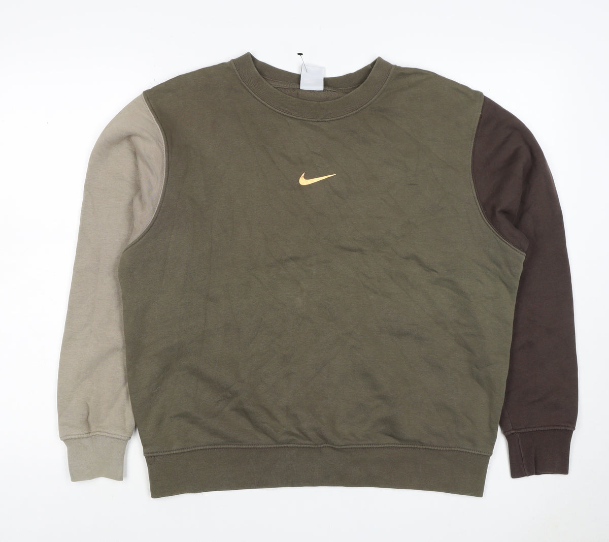 Nike Unisex Adults Green M Pullover Colourblock Crew Sweatshirt