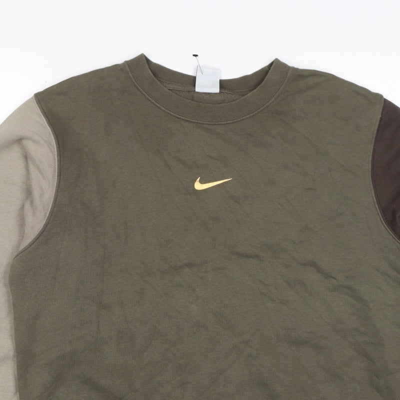 Nike Unisex Adults Green M Pullover Colourblock Crew Sweatshirt
