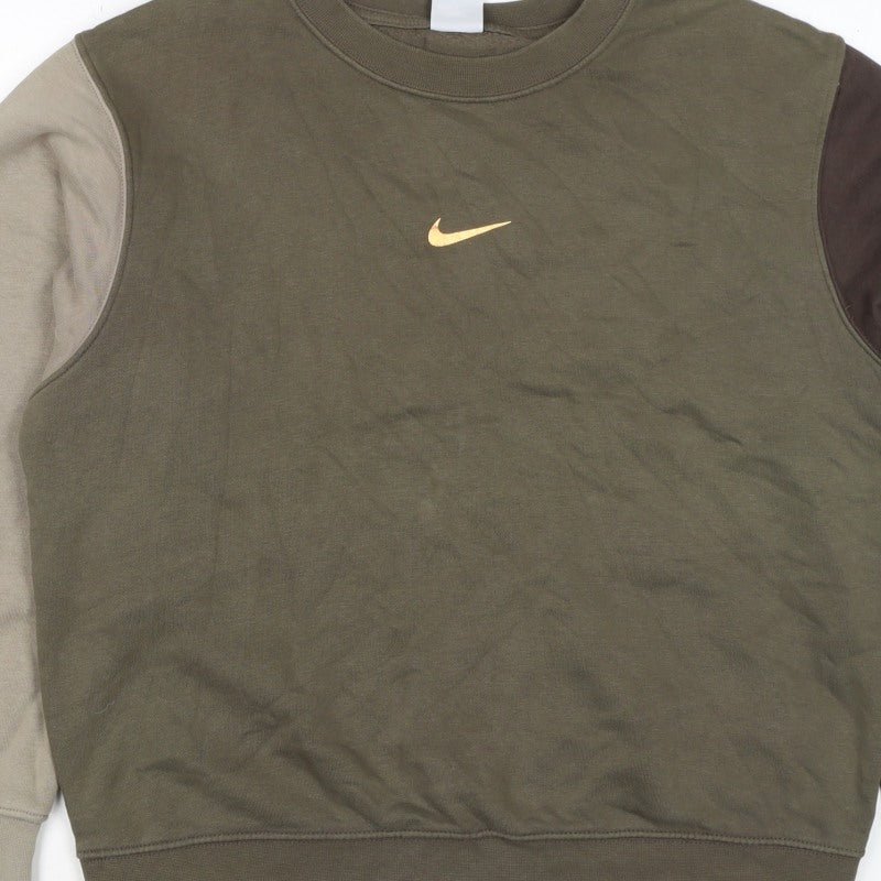 Nike Unisex Adults Green M Pullover Colourblock Crew Sweatshirt