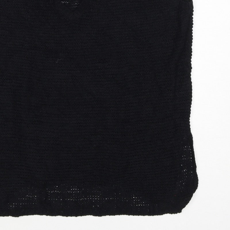 New Look Women's Black UK 14 Basic Knit V-Neck Sleeveless Tank Top