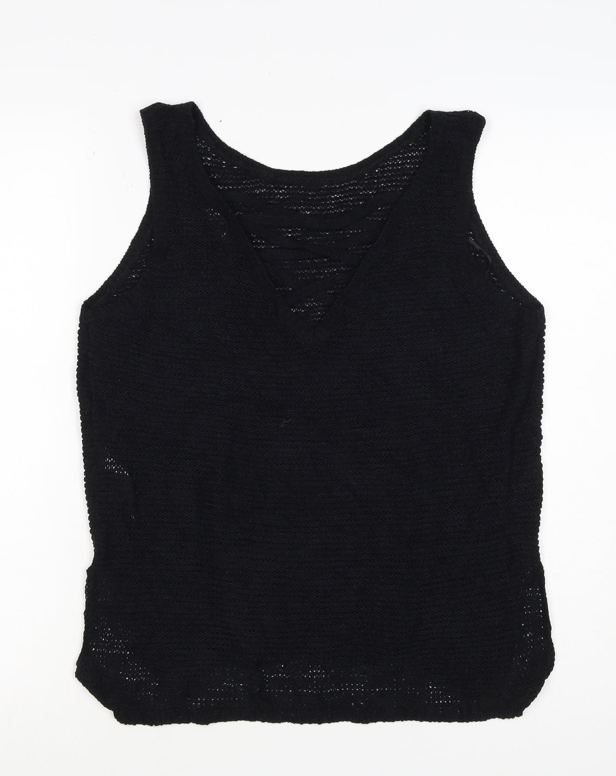New Look Women's Black UK 14 Basic Knit V-Neck Sleeveless Tank Top